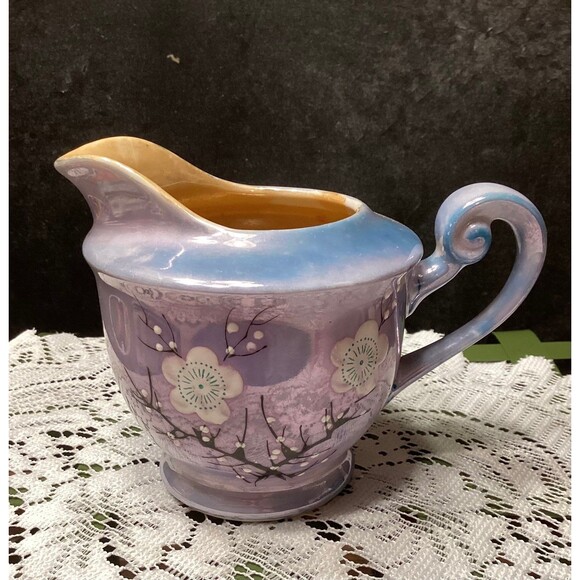 Vintage Occupied Japan Lustercraft Cherry Blossoms Creamer - Picture 1 of 10